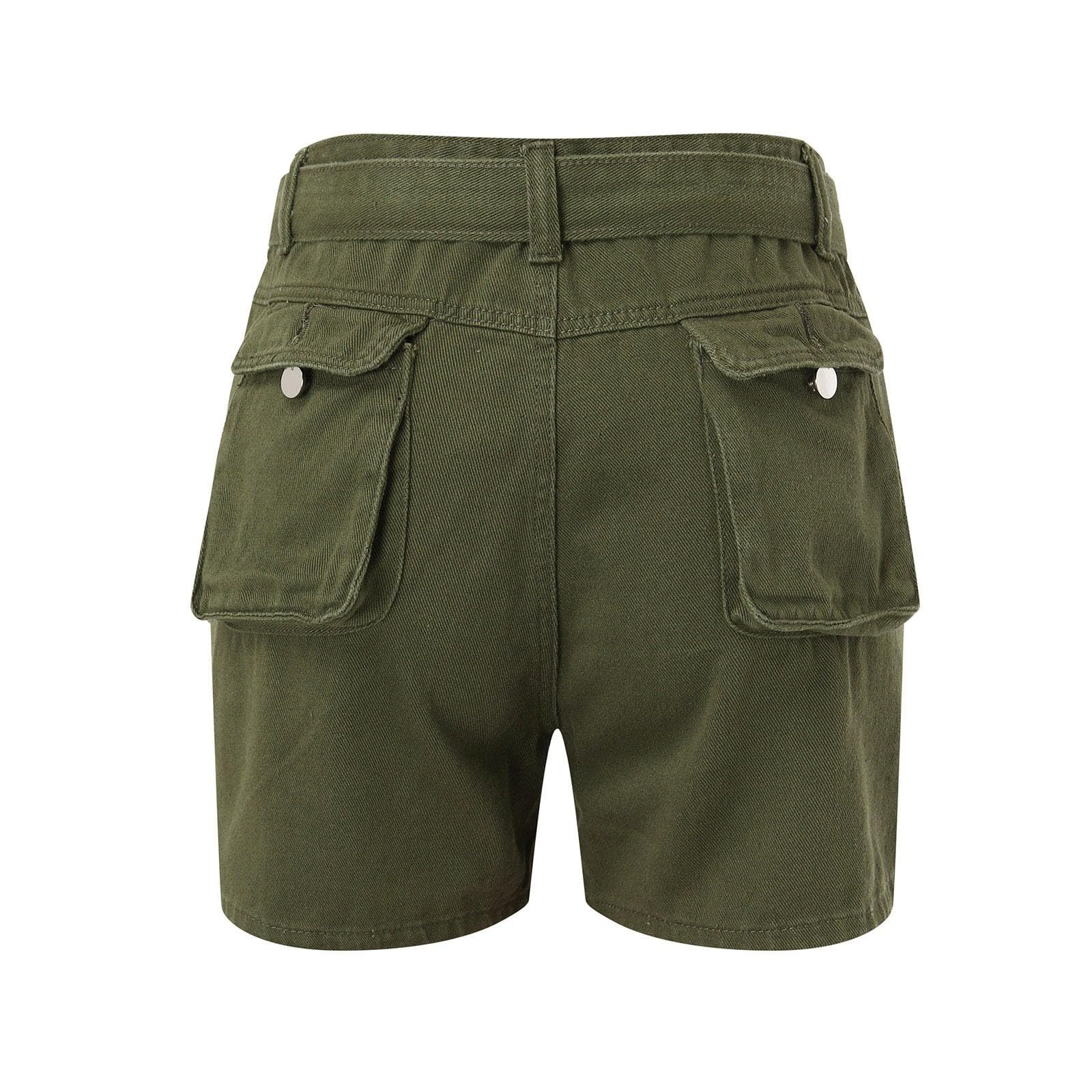Pantalones Cortos Mujer Pantalones Cortos Casuales de Verano para Mujer con Cinturón Integrado y Múltiples Bolsillos