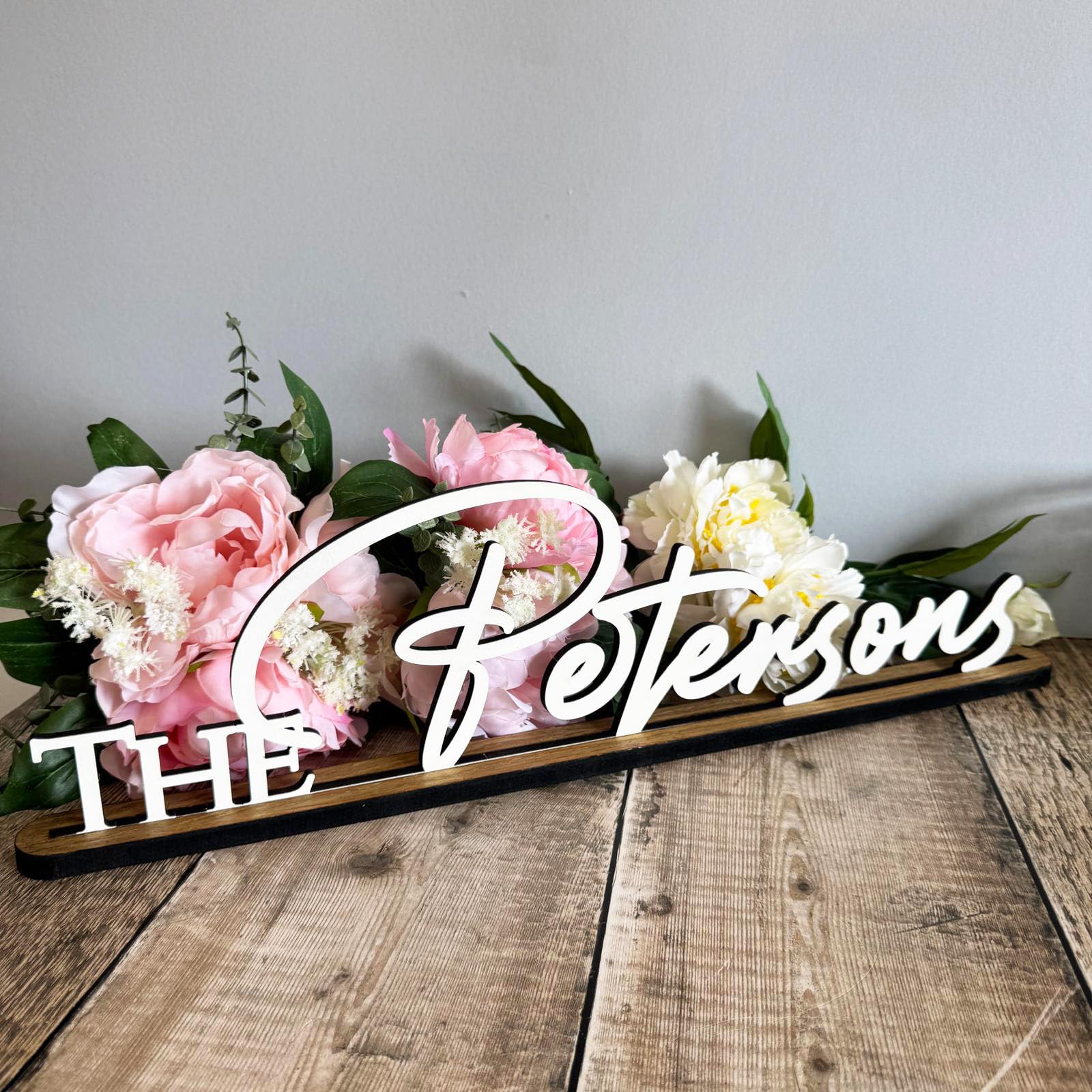Luck And Luck Personalised Wedding Surname Sign With Stand, Mr Mrs Gift, Top Table Sign, Coloured Wedding Name Signs, Table Decoration