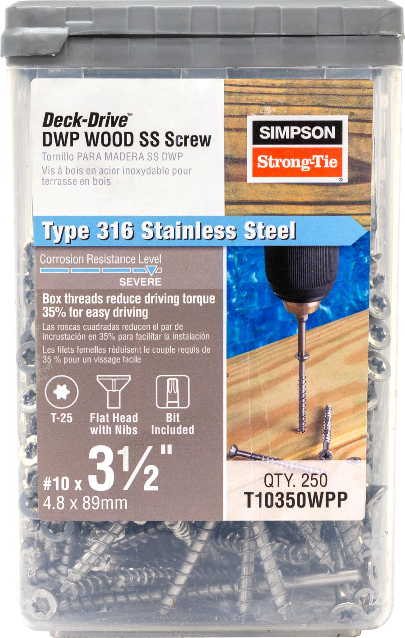 Amazon.com: Simpson Strong-Tie T10350WPP Deck-Drive DWP Wood SS