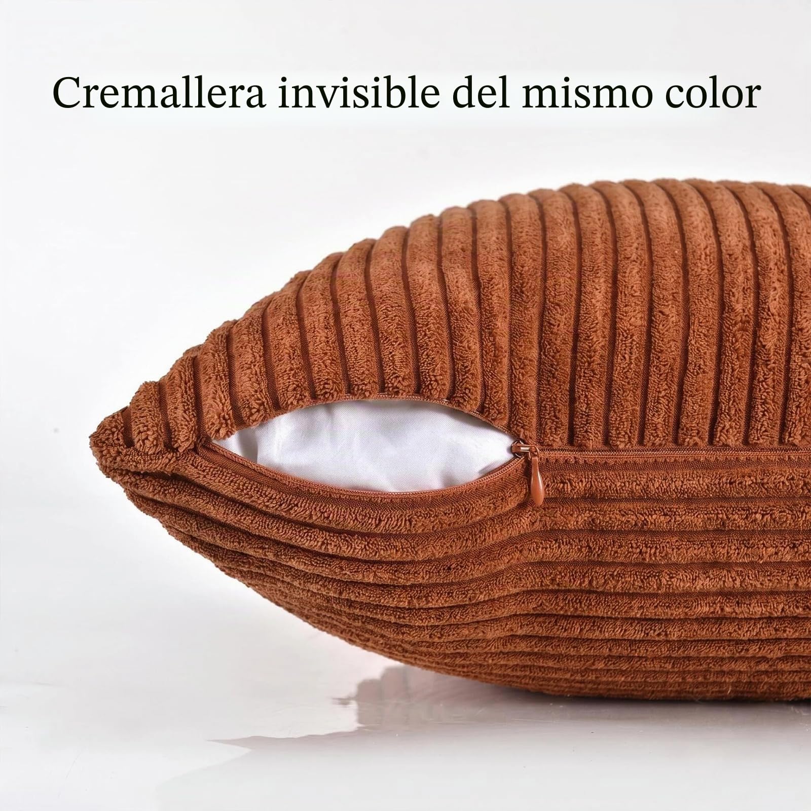 Fundas de cojín rojo óxido 35 x 55 para sofá de terciopelo acanalado moderno suave patrón de cruz decorativa fundas de cojines con cremallera invisible para sofá dormitorio