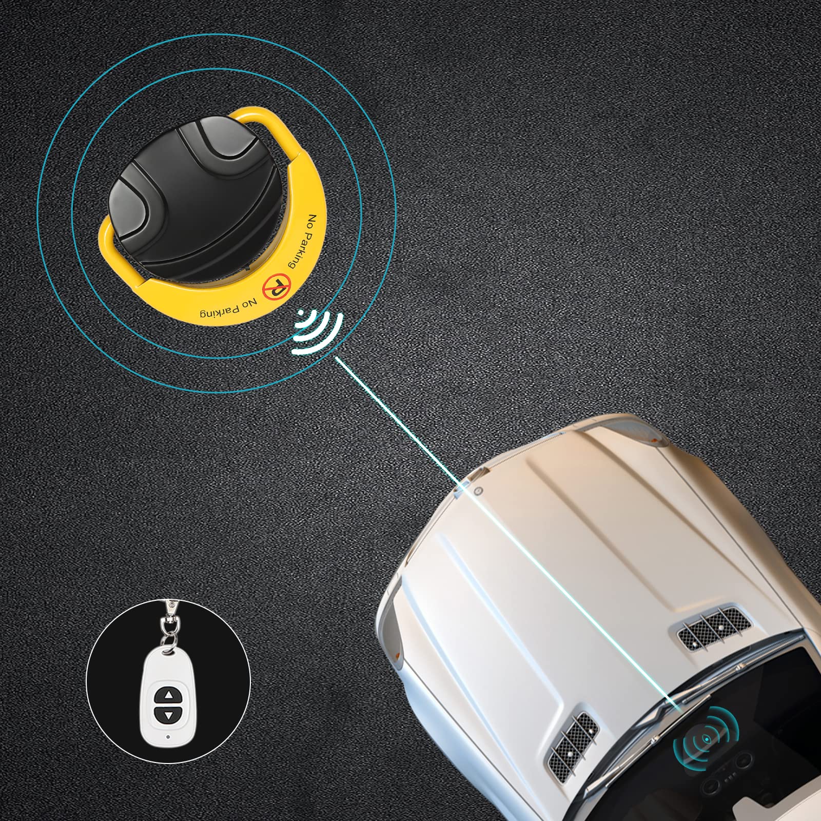 Parkplatzsperre mit Fernbedienung, Ferngesteuerter Parkpfosten, Automatische Parkplatzsperre mit Automatische Alarmanlage, Wasser- und witterungsbeständig, für Garagen, Parkplätze