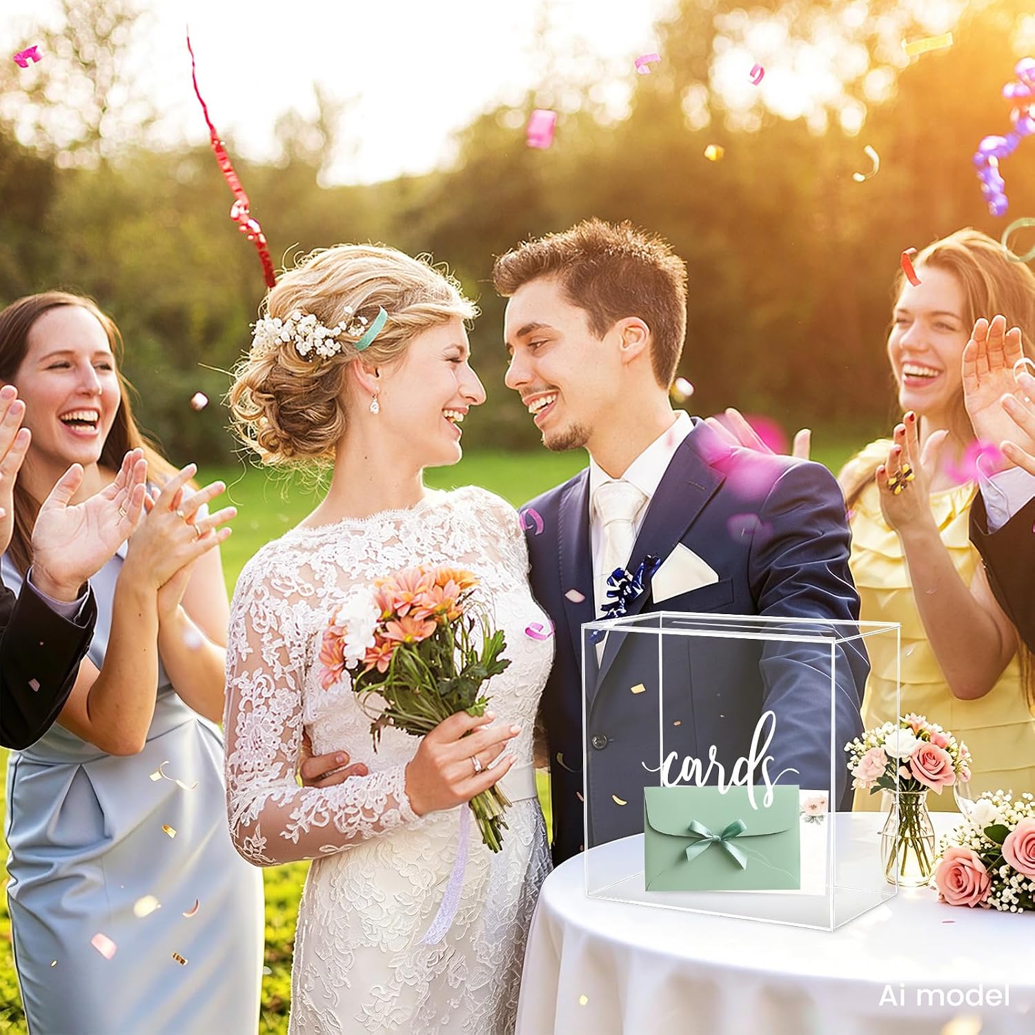 Clear Acrylic Wedding Card Box with Slot, Blank Gift Card Boxes
