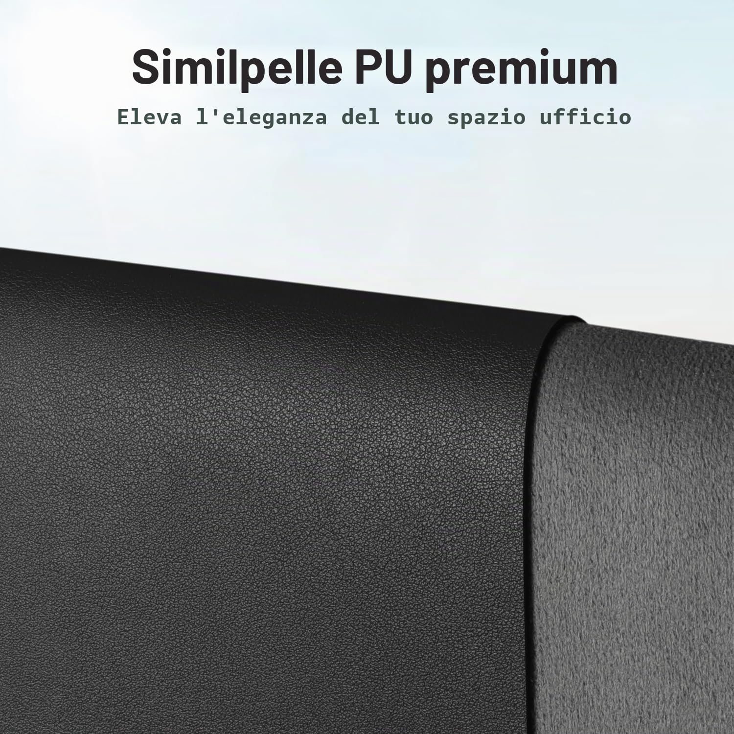 Tappeto da ufficio in pelle PU 80x40 cm nero antiscivolo impermeabile per scrivania