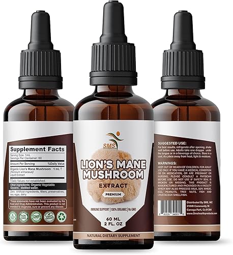 Miniatura 9 de Suplemento de gotas de hongo de melena de león, tintura de melena de león, apoyo inmunológico natural, para apoyo de memoria, claridad y enfoque,