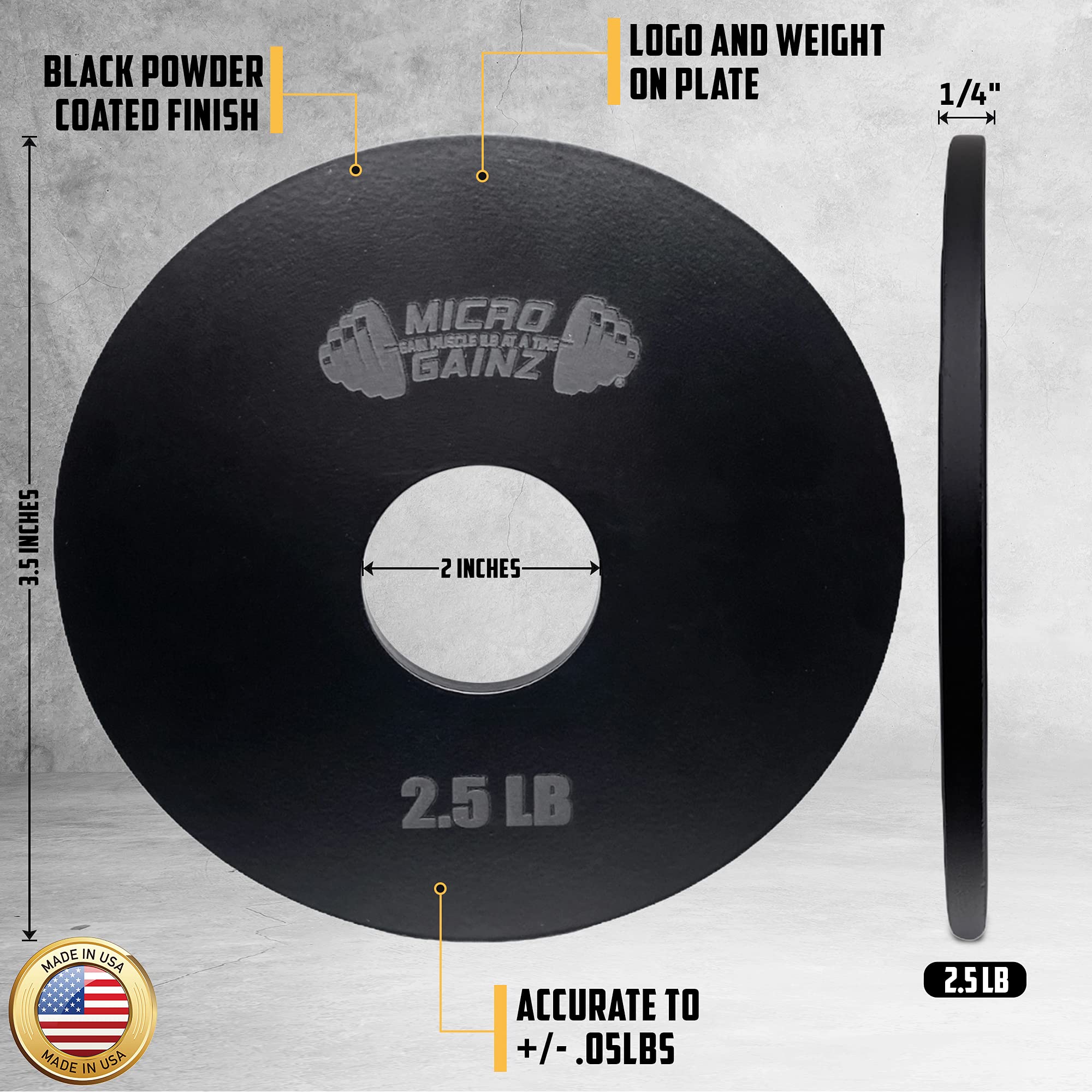 Micro Gainz 2.5LB Steel Olympic Weight Plates 2 Piece Barbell Weight