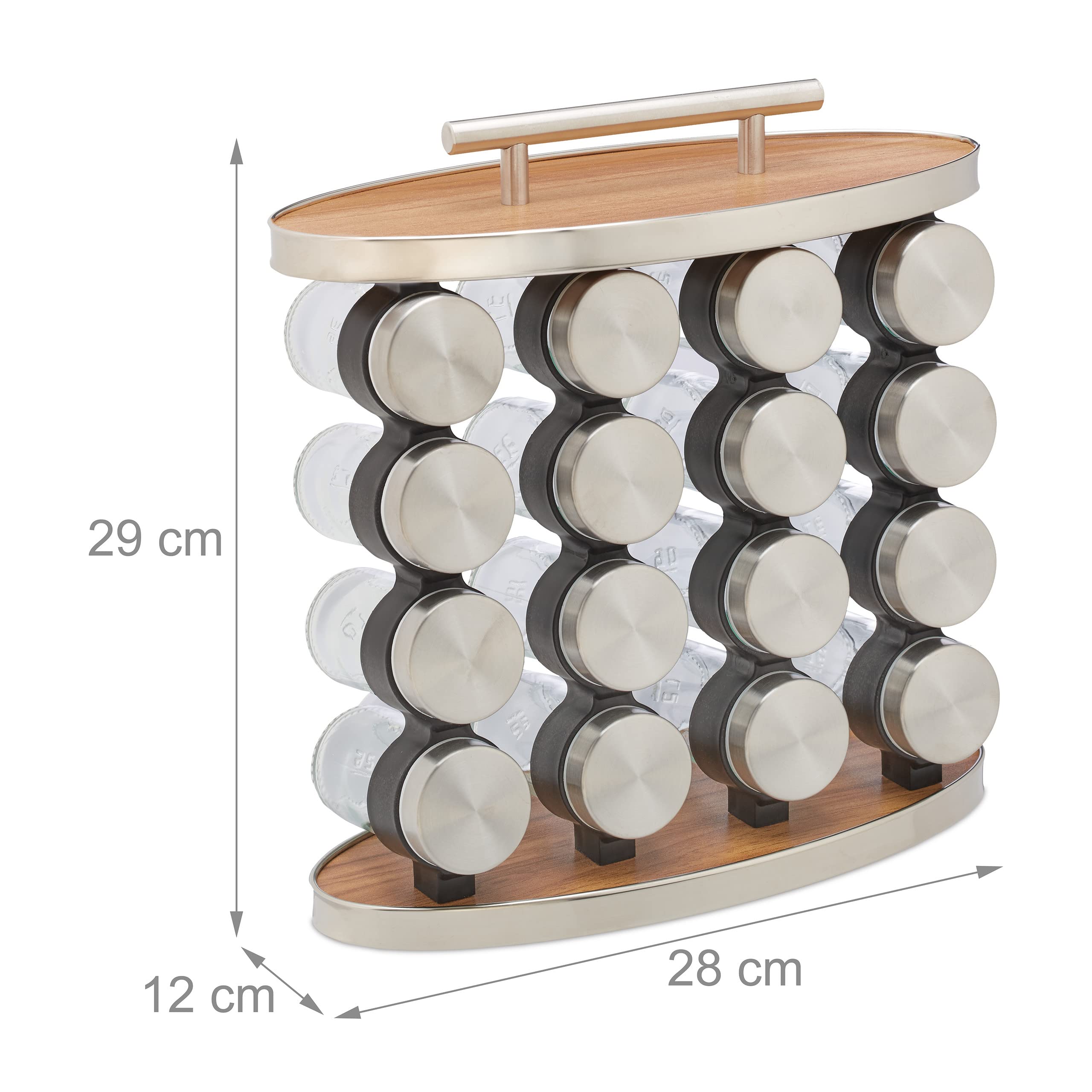 Portaspezie Girevole In Bambù Con 16 Barattoli - Organizza Condimenti In Cucina - Foto 4