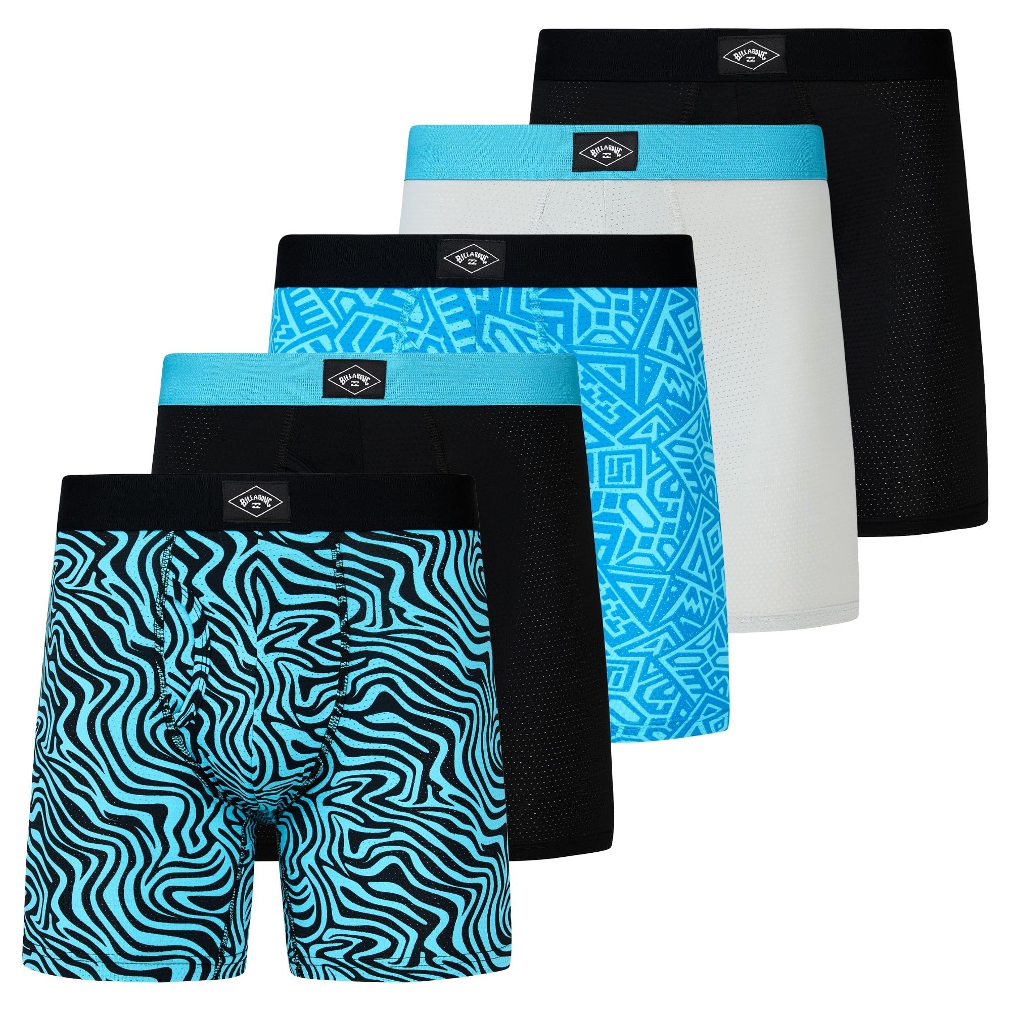 billabong mens underwear 5 pack microfiber performance boxer briefs for men blue assortment