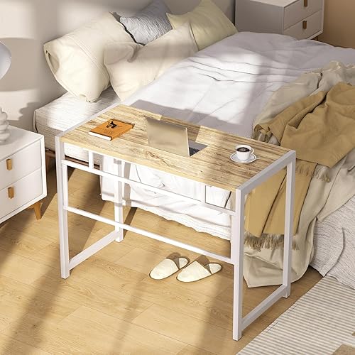 Miniatura 7 de GreenForest Escritorio plegable para espacios pequeños, escritorio de computadora pequeño sin montaje de 35.4 pulgadas para oficina en casa, mesa