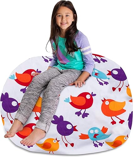 Miniatura 425 de Posh Funda de Silla Puf Rellenable para Almacenamiento de Animales de Peluche para Niños - Organizador de Juguetes Infantiles, Grande-38 - Lona