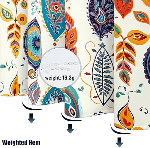 Miniatura 6 de Cortina de ducha de flores, bonita cortina de ducha floral, decoración botánica, juego de cortina de ducha de tela con 12 ganchos