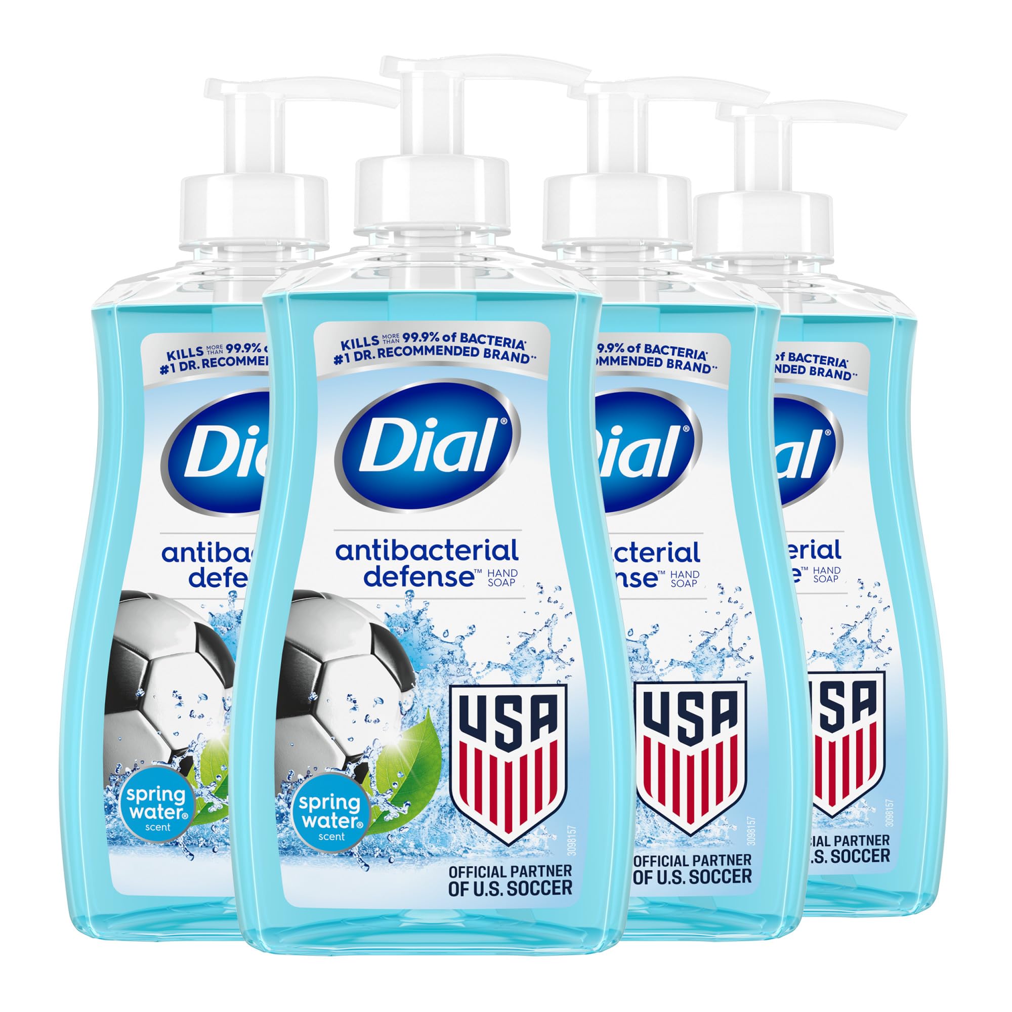 Dial Antibacterial Defense Liquid Hand Soap + Aloe, Spring Water Scent, 11 Fl Oz (Pack of 4), Dermatologist-Tested Hand Wash, Gentle Formula
