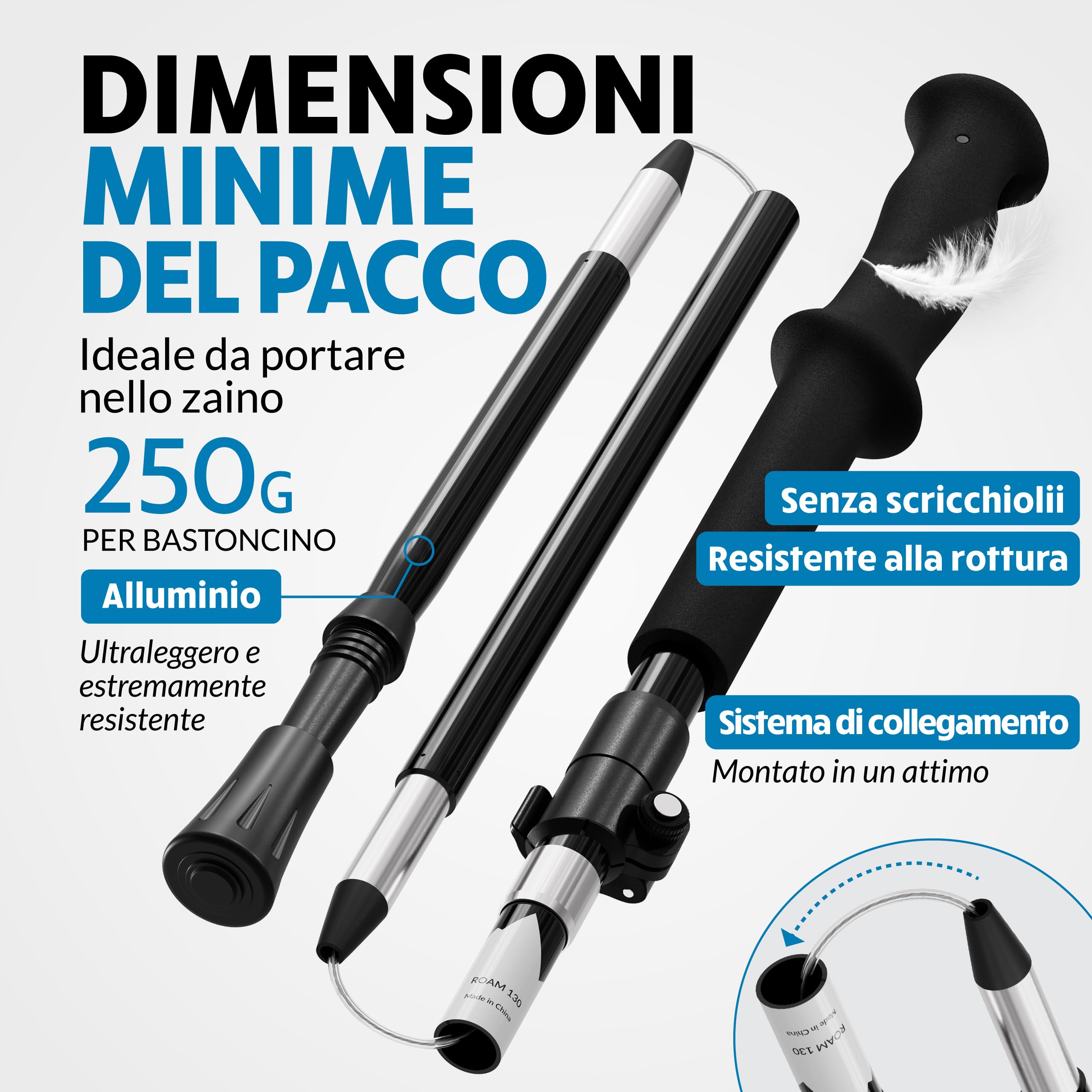 Terra Peak® Bastoncini da trekking pieghevole in alluminio (estensibili, regolabili e ultra-leggeri) - Bastoni trekking (incl. asciugamano) per nordic walking, trail running e escursionismo