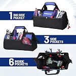 WORKPRO 13-inch Tool Bag, Wide Mouth Tool Tote Bag with Inside Pockets for Tool Storage