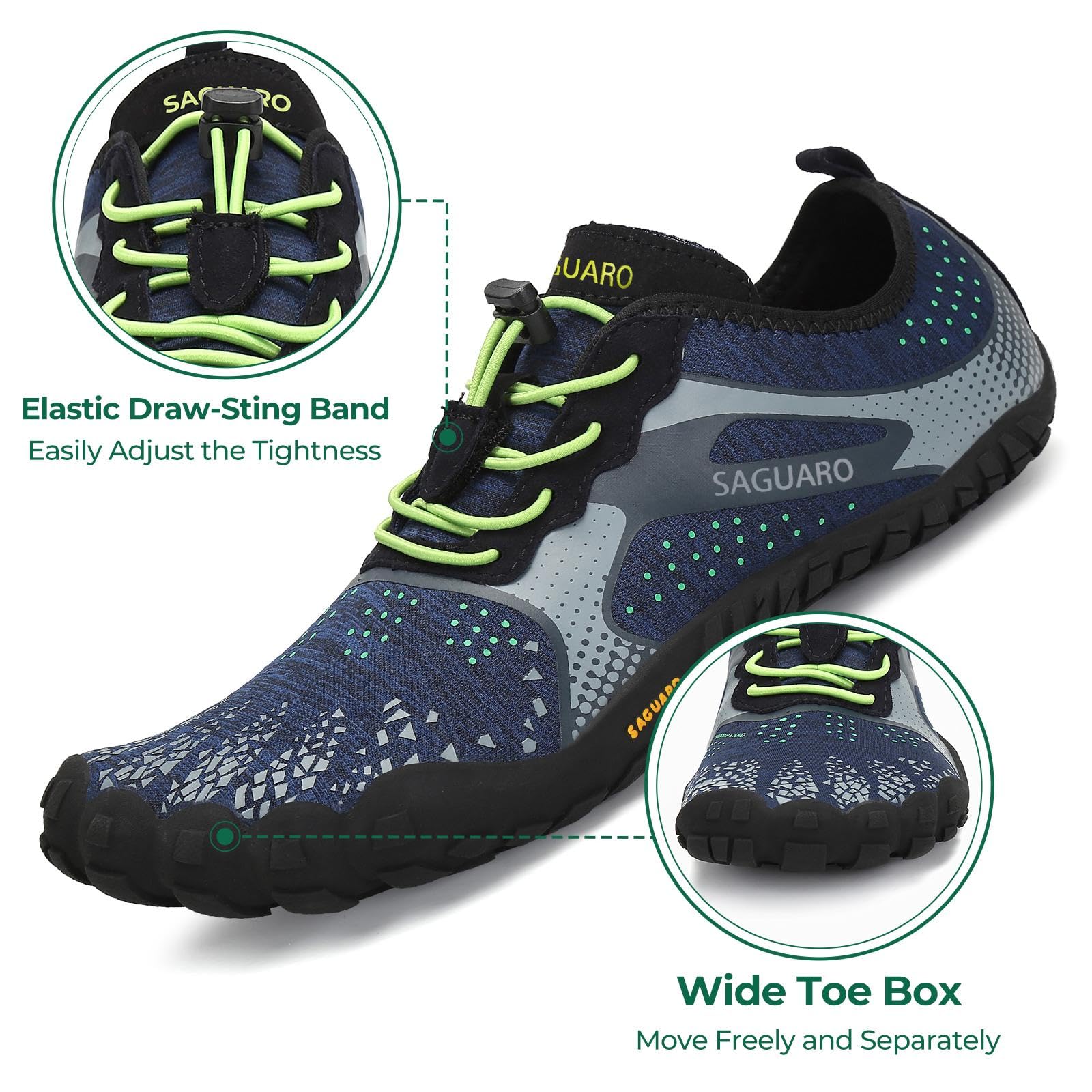 SAGUARO Barefoot Shoes Uomo Donna Scarpe Barefoot - Scarpe Minimaliste Scarpe da Palestra - Traspiranti Scarpe da Scoglio - Punta Larga e Suola a Goccia Zero Nero Fumoso,Gr.35-48 EU