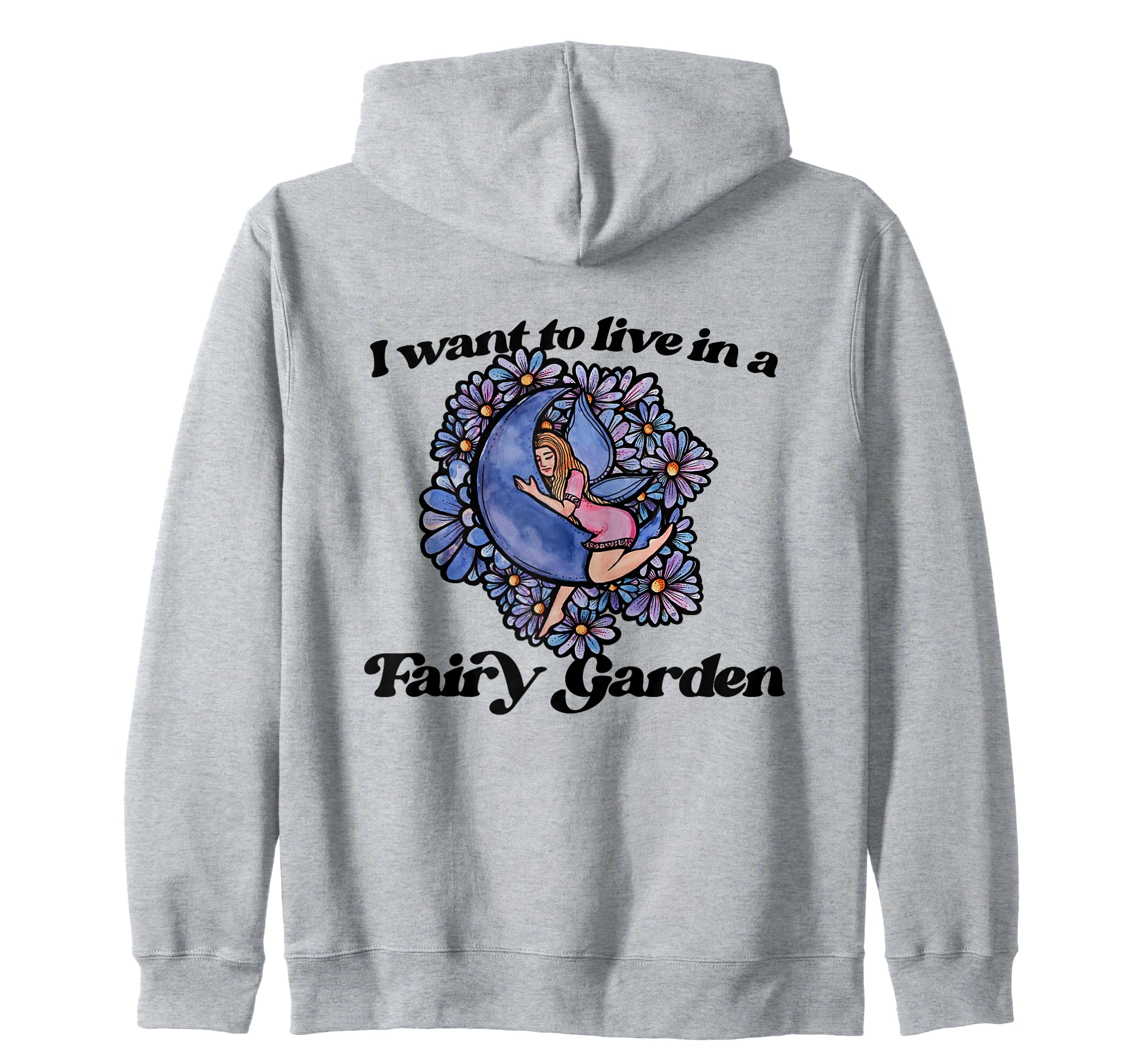 Garden Fairy Faerie Garden Zip Hoodie, Grey, S - Image 2