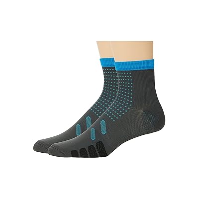 Eurosock Bike Quarter Compression 2 Pack Crew Cut Socks Shoes Charcoal