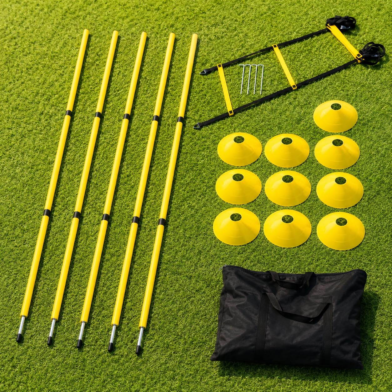 Kit Allenamento Agilità Calcio Scaletta, Set di allenamento giallo