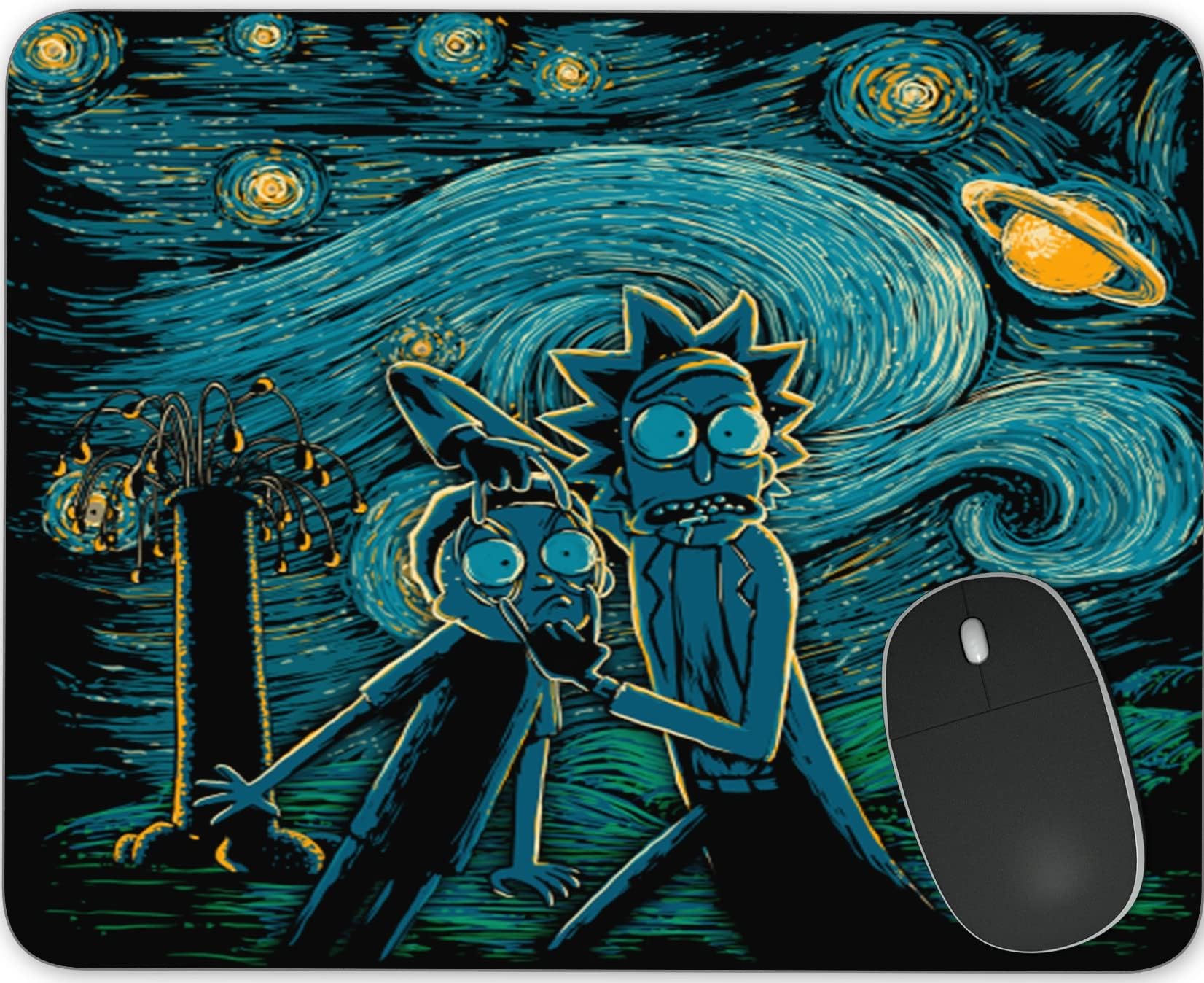 Cuiliu Mouse Pad Rick and Morty Starry Night Gaming Funny Customized Cute Rubber Mousepad Laptop MouseMat for Desk
