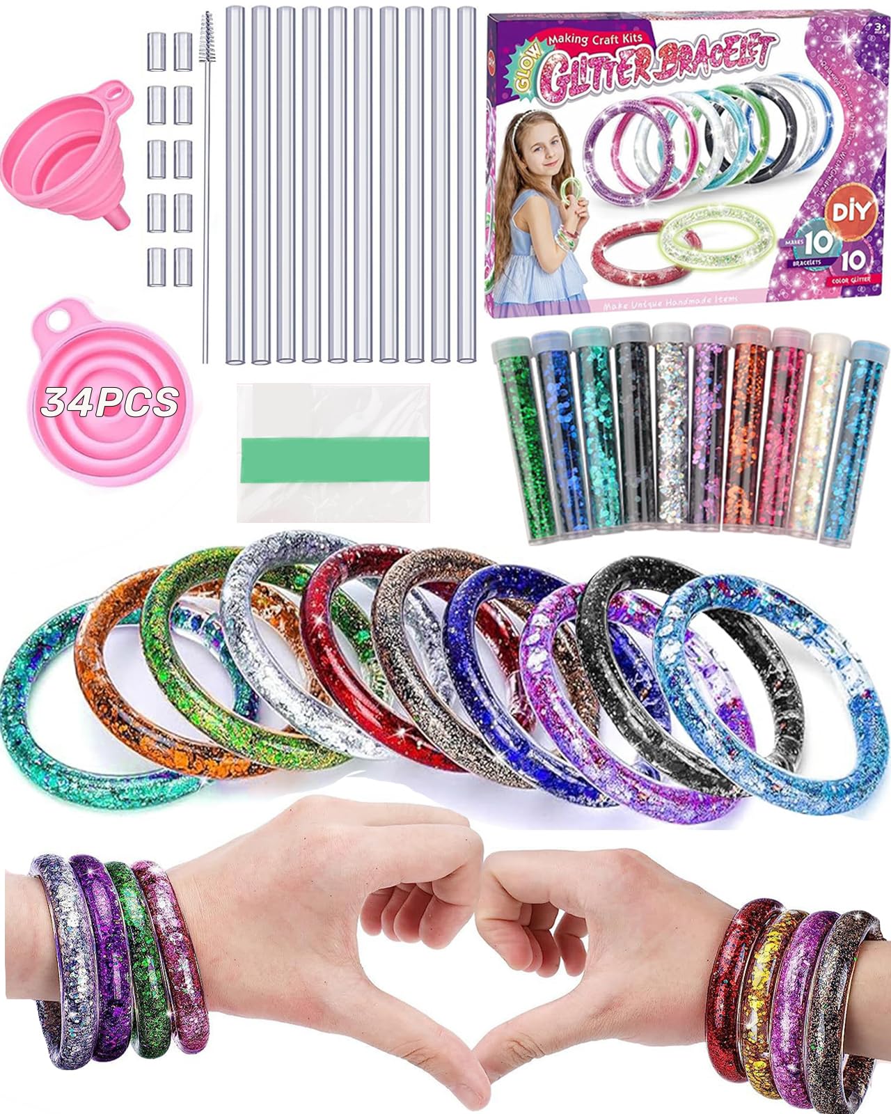 Ucradle Glitter Bracelet Making Kit for Girls Aged 5 6 7 8 9 10 11 12, Top Girls Gifts for Birthday Easter Stuff Christmas, Arts and Crafts Friendship Bracelet Making Kit for Kids 6-10 Years Old