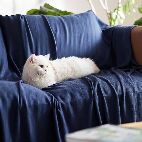 Miniatura 5 de Bedsure Manta ligera y refrescante, manta ligera fina 100% rayón derivado del bambú, manta de verano con textura jacquard, manta transpirable azul