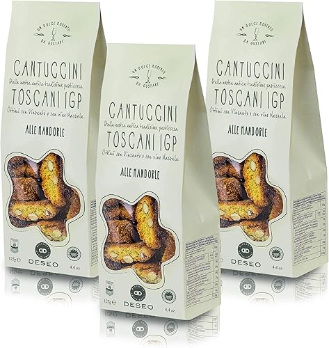 Deseo 3 paquetes de galletas originales de Cantucci de almendra toscana, galletas artesanales italianas PGI, 3 x 4.41oz