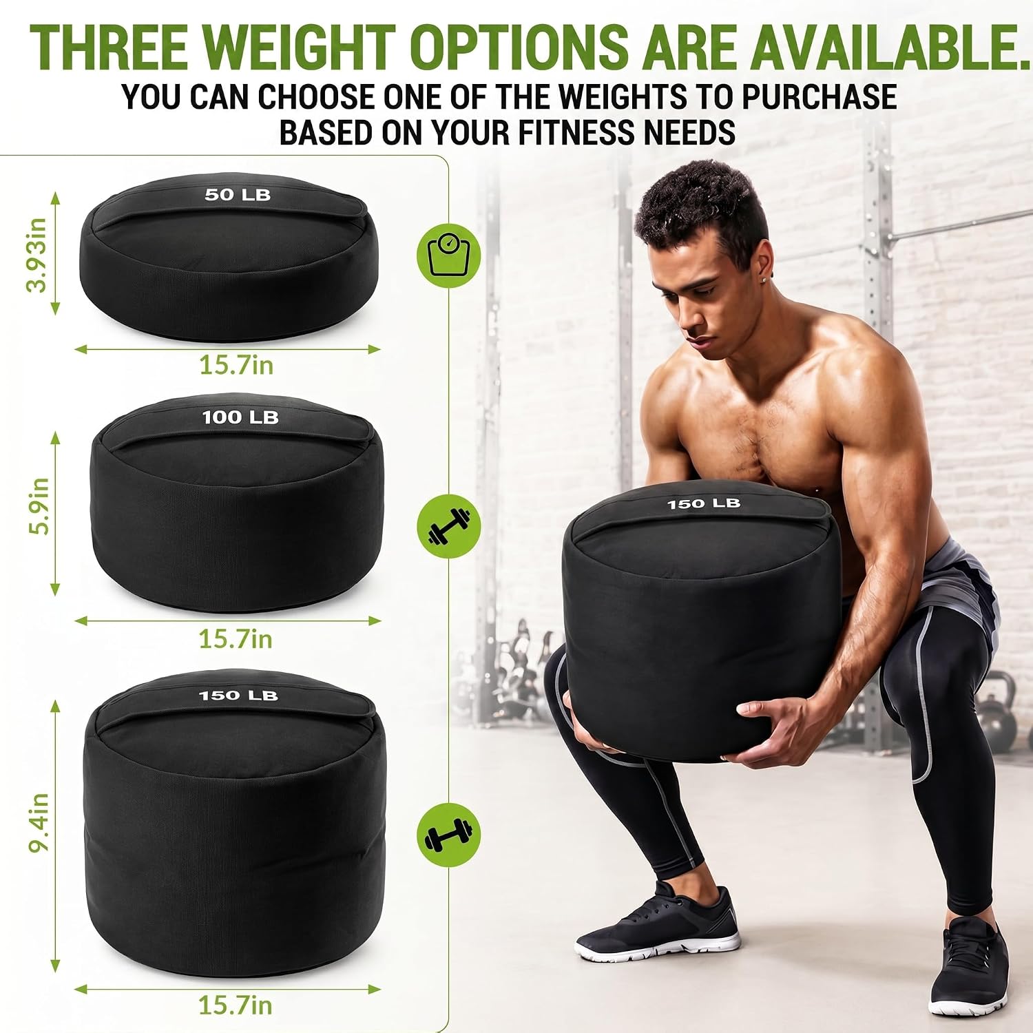 1 Pcs Sandbag for Working Out, Heavy Duty Unfilled Workout Sandbag for Weight Training, Cross Training, Strongman, Fitness, Full Body, Adjustable Weight for Commercial and Home Gym