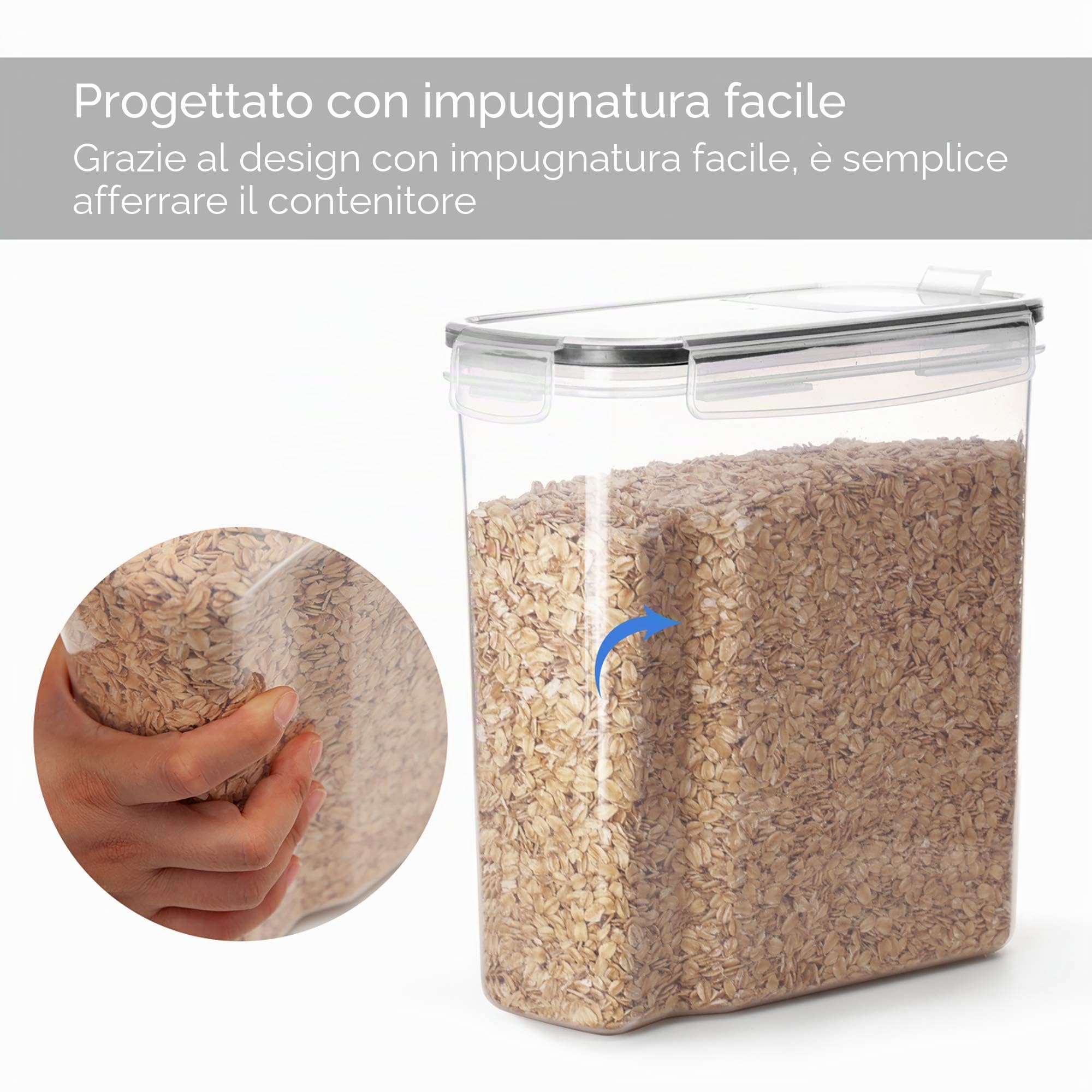 Vtopmart 2.5L Contenitori Alimentari per Cereali,Pasta, Senza BPA Contenitori Plastica con Coperchio,Set di 6 + 24 Etichette(Nero)