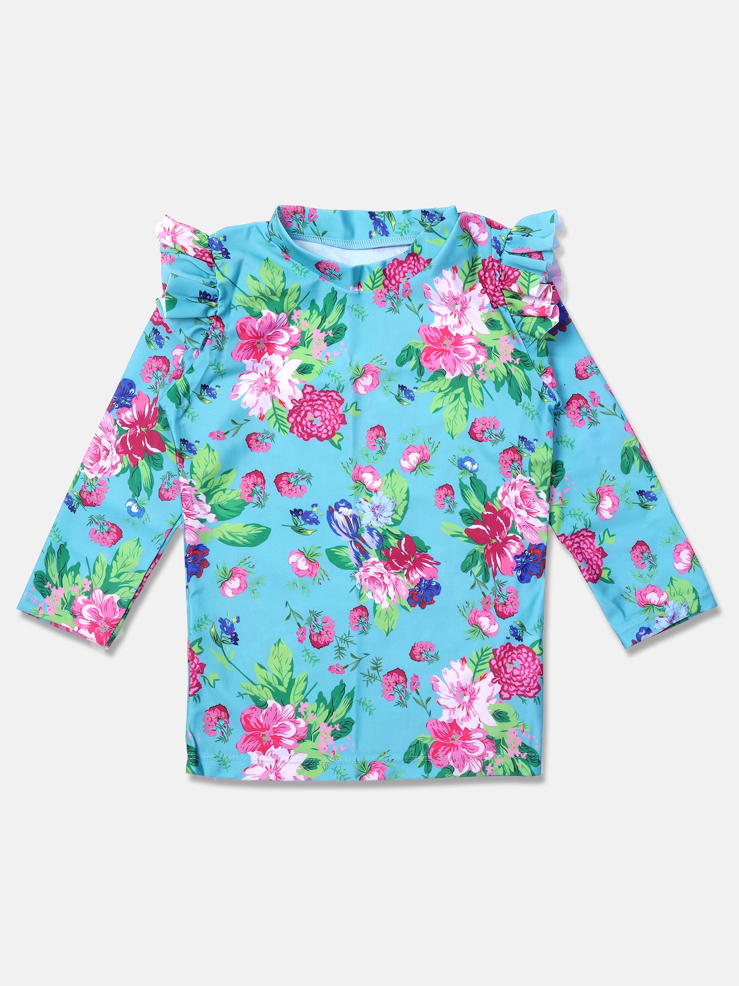 Bubble Berry Swimming Costume for Girls | Blue Flower Print| 3 Piece Skirt Swimsuit with Cap | 5 to 6 Years 3