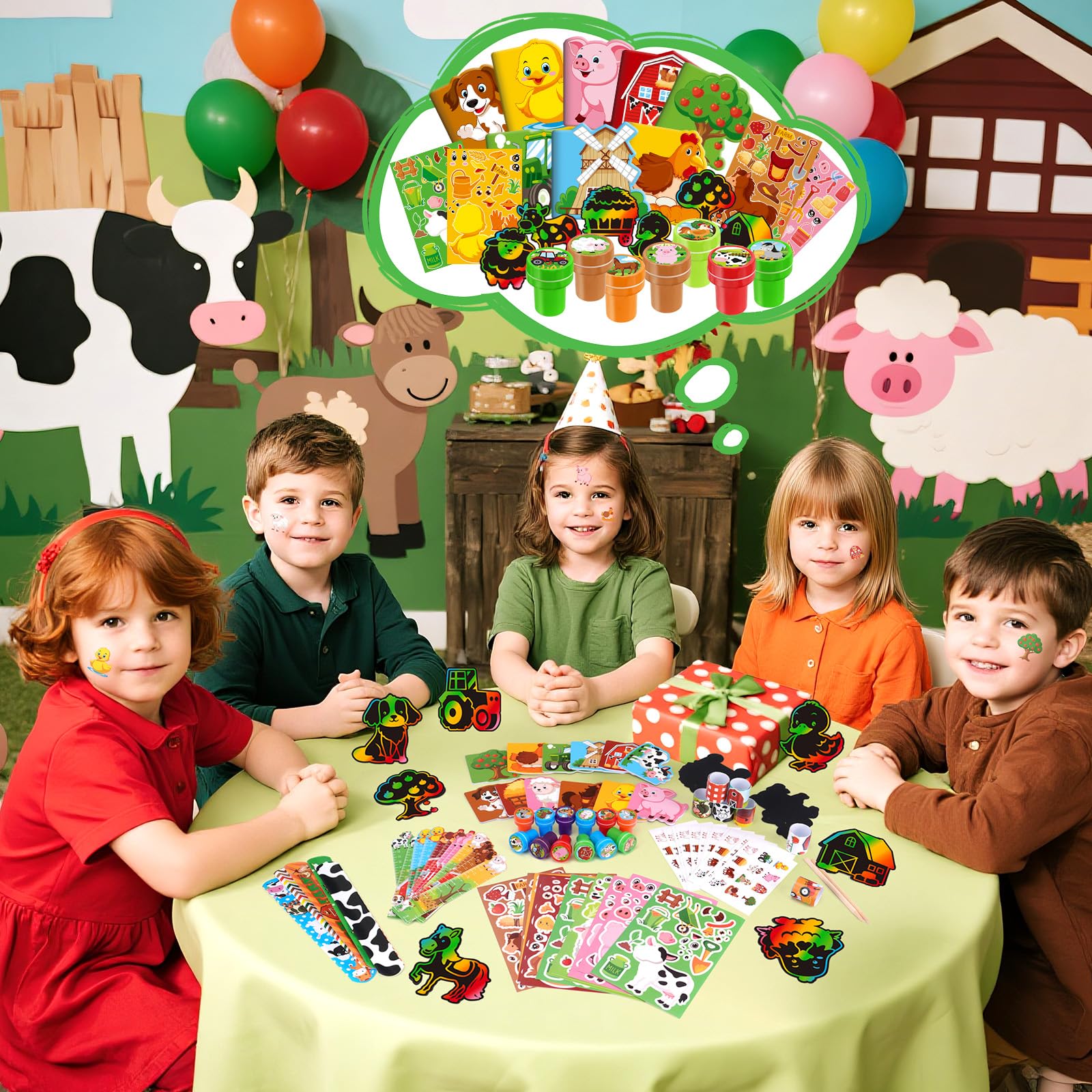 BenLouis 192 pz Fattoria Animali Bomboniere Barnyard Animali Scuola Cancelleria Bulk per Bambini Aula Fienile Regalo di Compleanno Caramelle Goodie Bag Riempitivi Fattoria Decorazione Pinata Premio