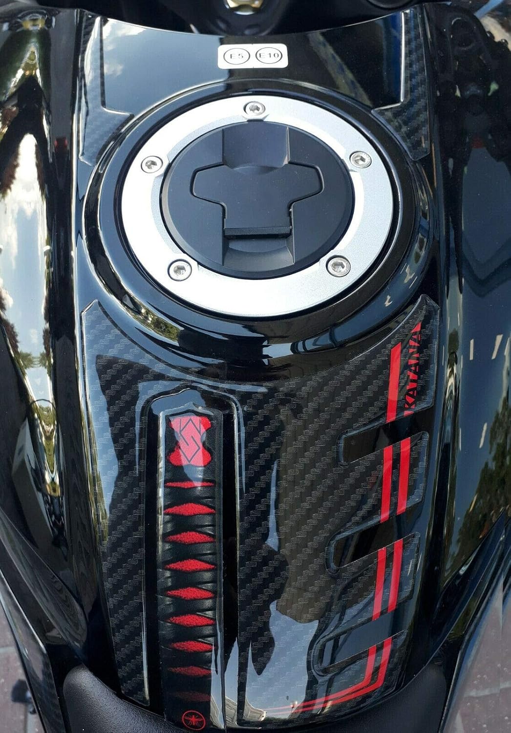 - 3D ジェル レジン ステッカー オートバイ タンク パッド 保護為に Suzuki Katana 2019 【オートバイアクセサリークイックリリースカバーガソリンオイルタンクキャップ】