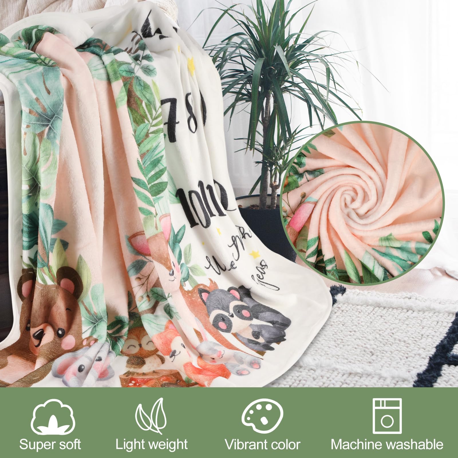 HOWAF Milestone Blanket for Newborn Soft Comfortable Mat for Baby Shower New Gifts for Boy Girl Mum To Be Pregnancy Gifts - Image 3