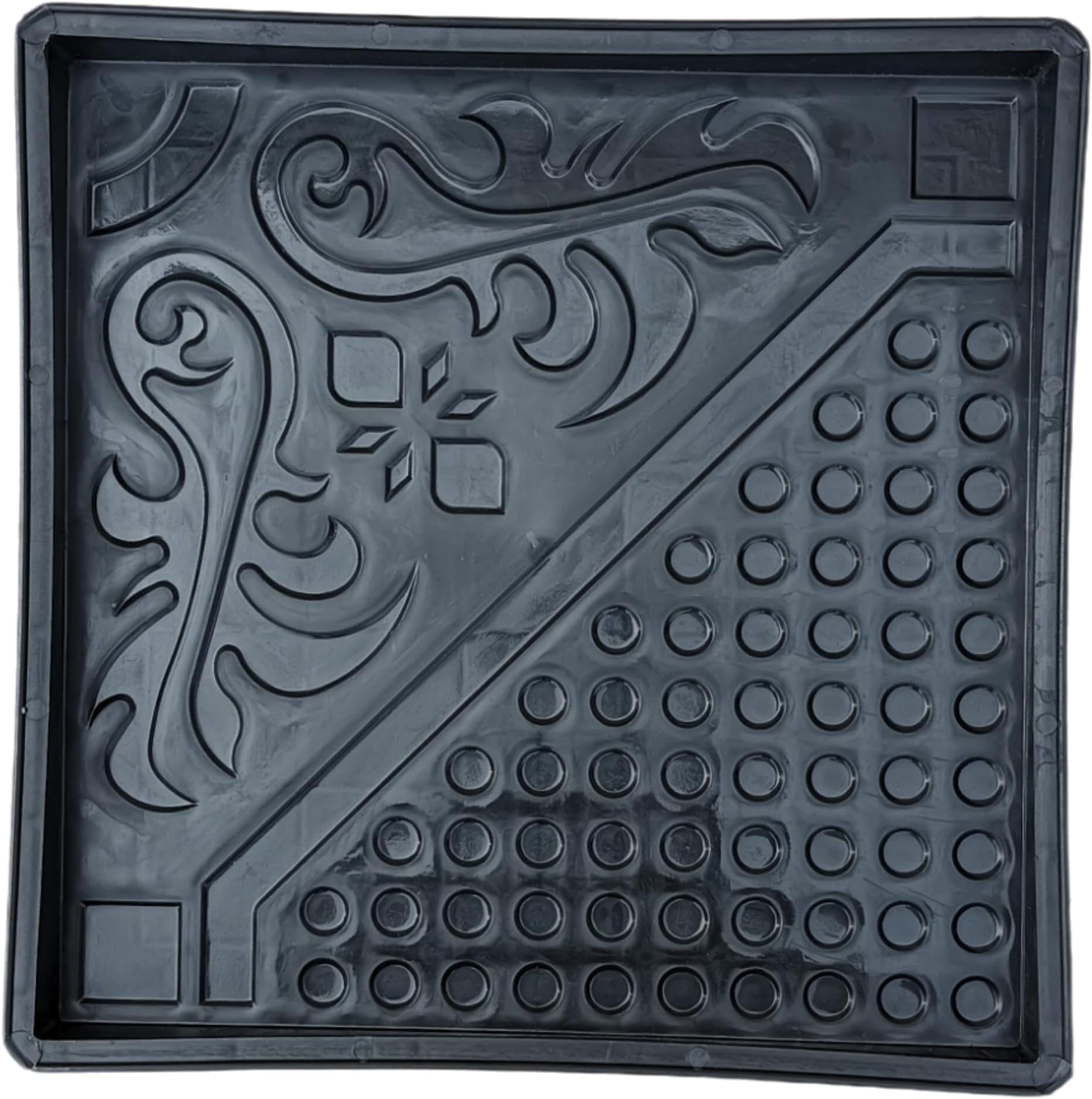 Reyal Plastic Chequered Mould Rangoli Paver Block Mould (Size : 12" x 12" Inch)(Make In India) DIY Paver Mould | For Outdoor Garden Road Paving Tiles