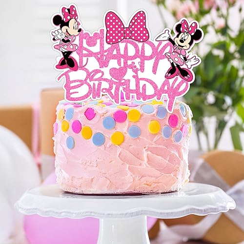 Miniatura 4 de 49 adornos de ratón rosa para tartas  1 decoración de pastel de feliz cumpleaños, 48 decoraciones para cupcakes para niños y niñas, cumpleaños, día