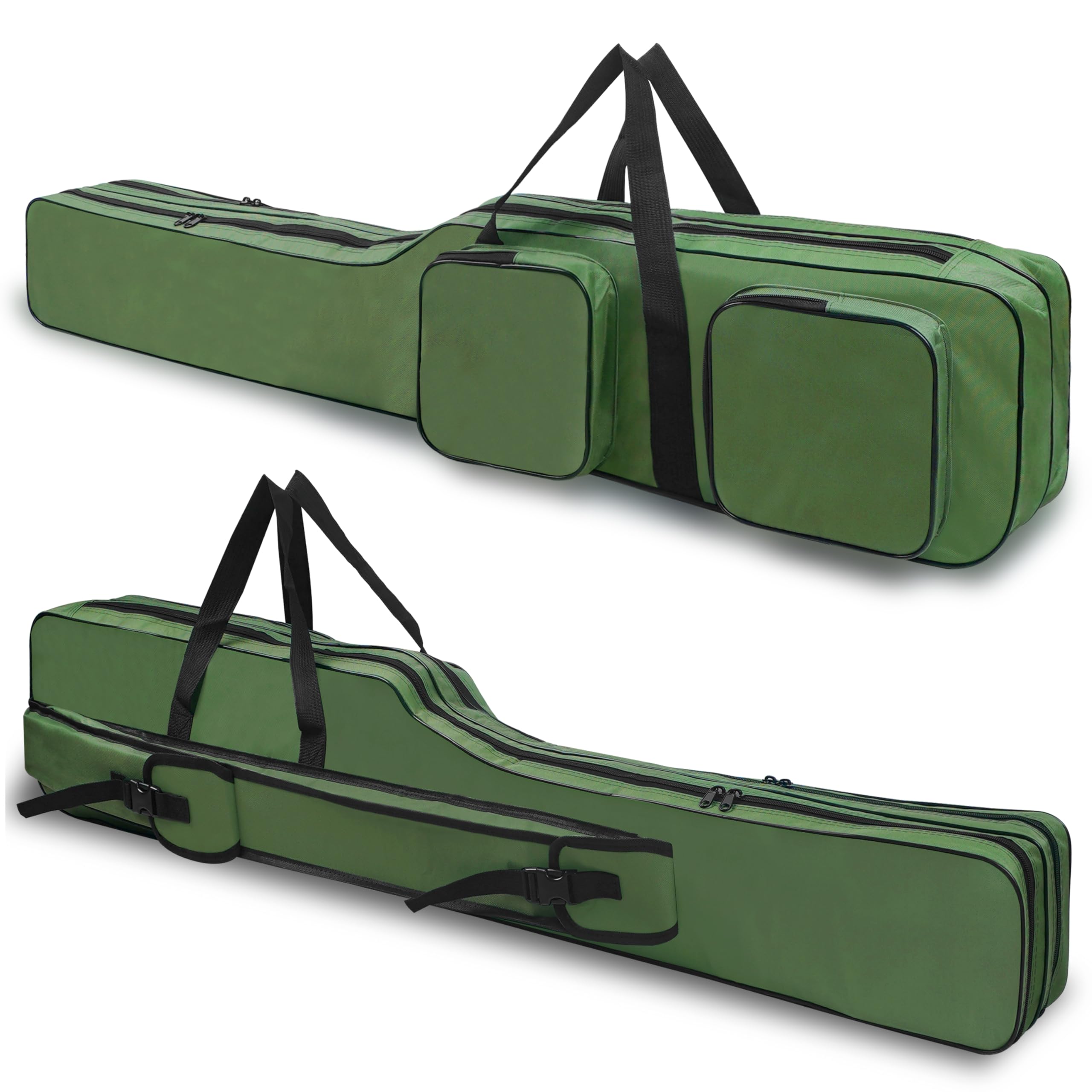 SILANON Fishing Rod Case, Portable Fishing Pole Bag 4.27ft Waterproof Rod Reel Carrier Organizer Large Capacity Tackle Storage Bag Travel Carry Case Gift for Men