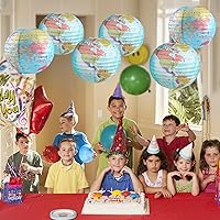 Vista 6 de 10 linternas de papel con mapa del mundo, 10 pulgadas, globos de papel, linternas de mapa, decoración de aula, mapa de viaje, linterna de papel