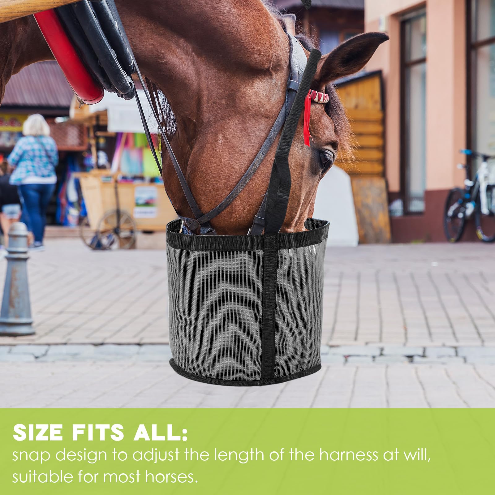 2PCS Horse Feed Bag,Heavy Duty Nylon Mesh Grain Feed Bag