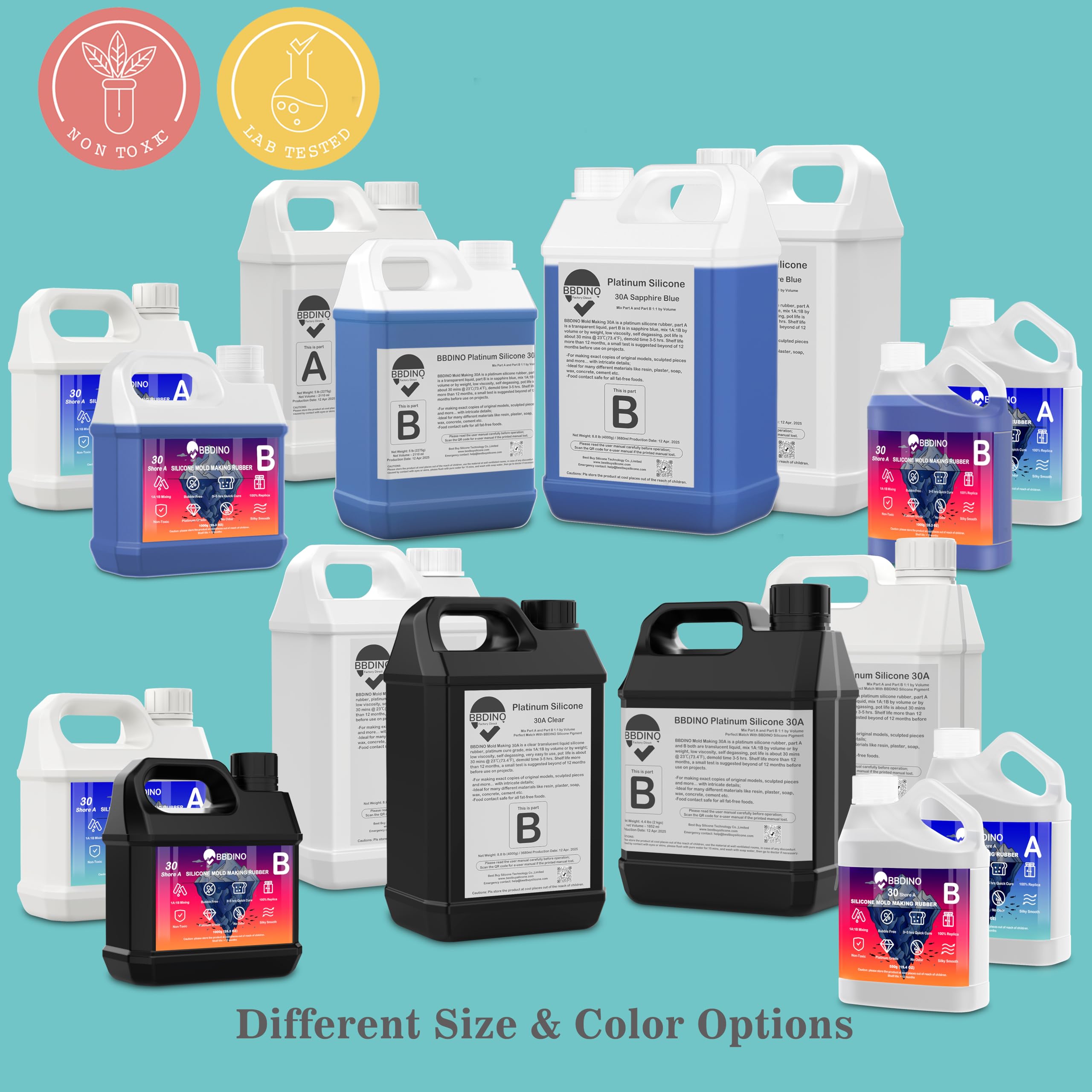 BBDINO Kit de fabricación de moldes de silicona, silicona líquida para hacer moldes transparentes de 30 A