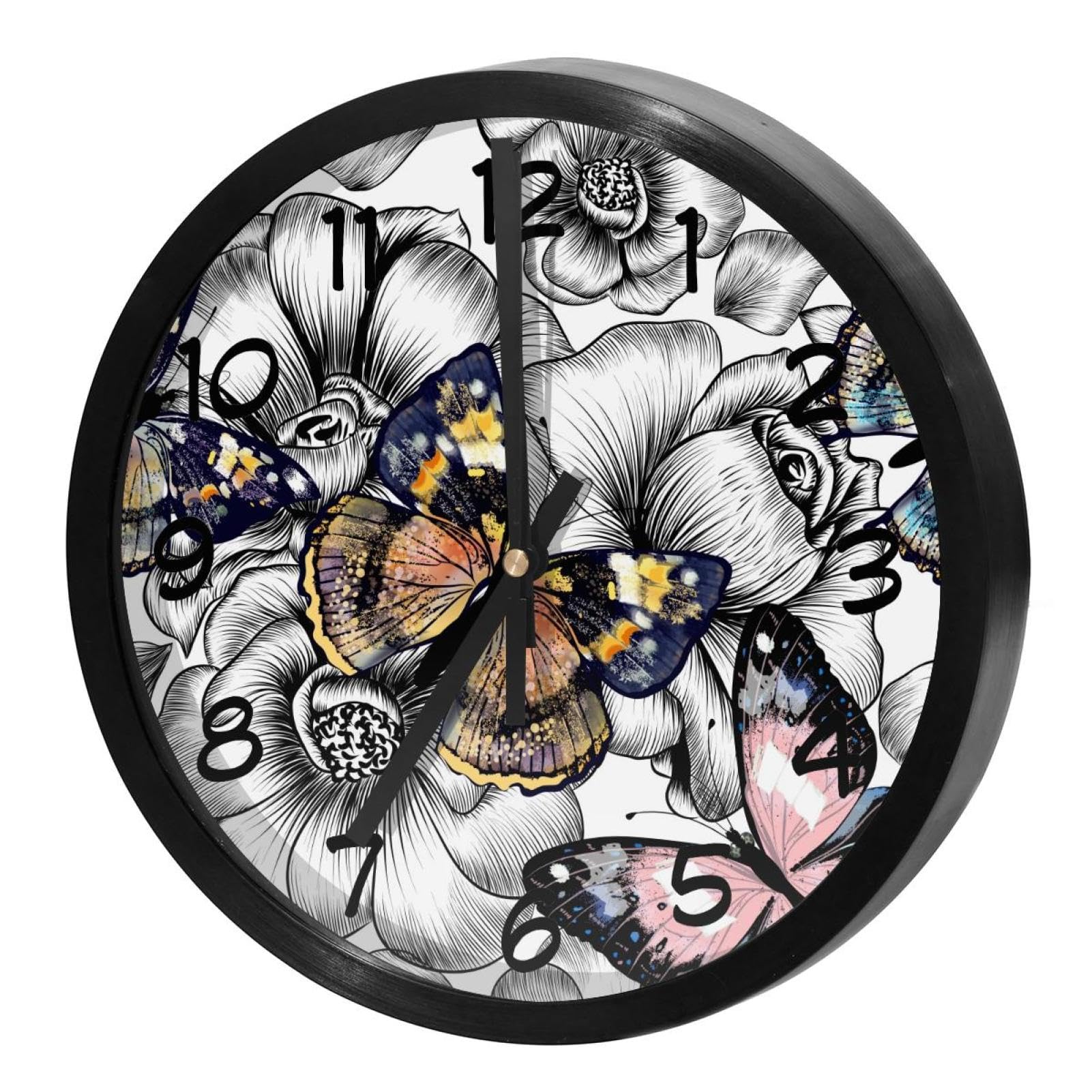 Horloge murale quartz silencieuse papillon pour décoration salon et cuisine