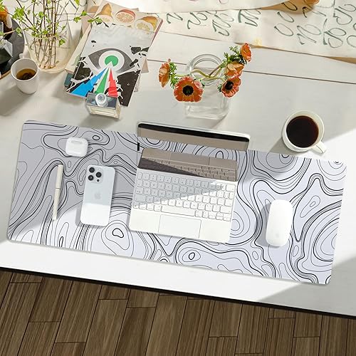 Miniatura 7 de Reniteco Alfombrilla de mouse grande impermeable para juegos con bordes cosidos duraderos, base de goma antideslizante, alfombrilla de escritorio de