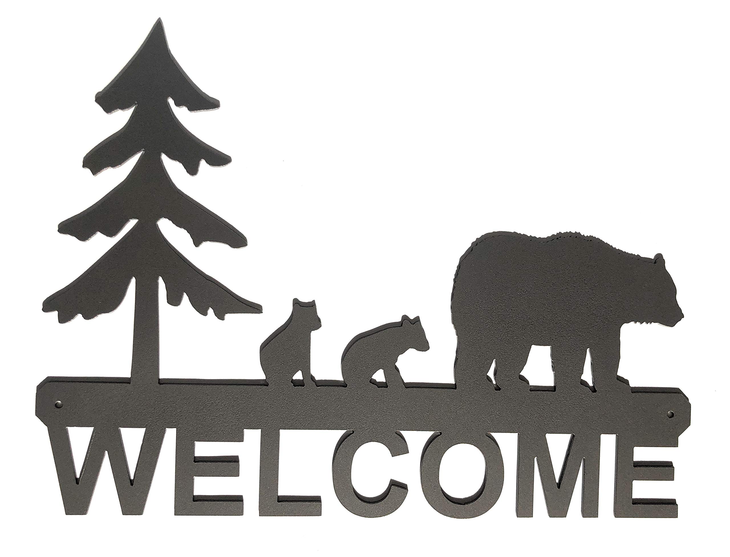 Eagle Eye Products LLCBears with Cubs Welcome Sign | Decorative Indoor Outdoor Metal Sign 15Wx11T Black