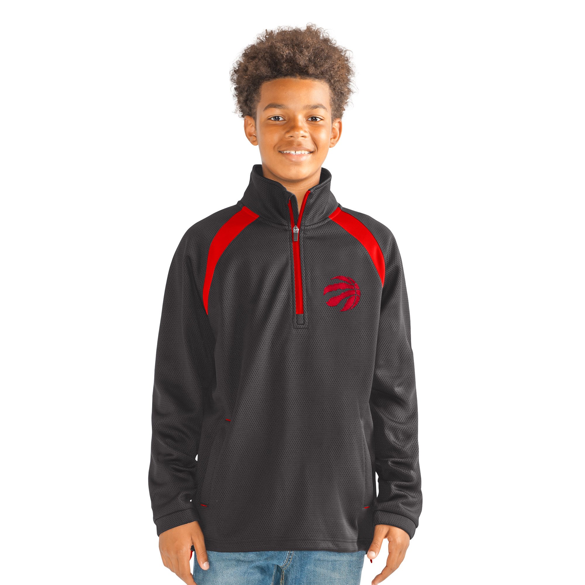 G-III Boys' High Impact Half Zip Pullover, Black, Large