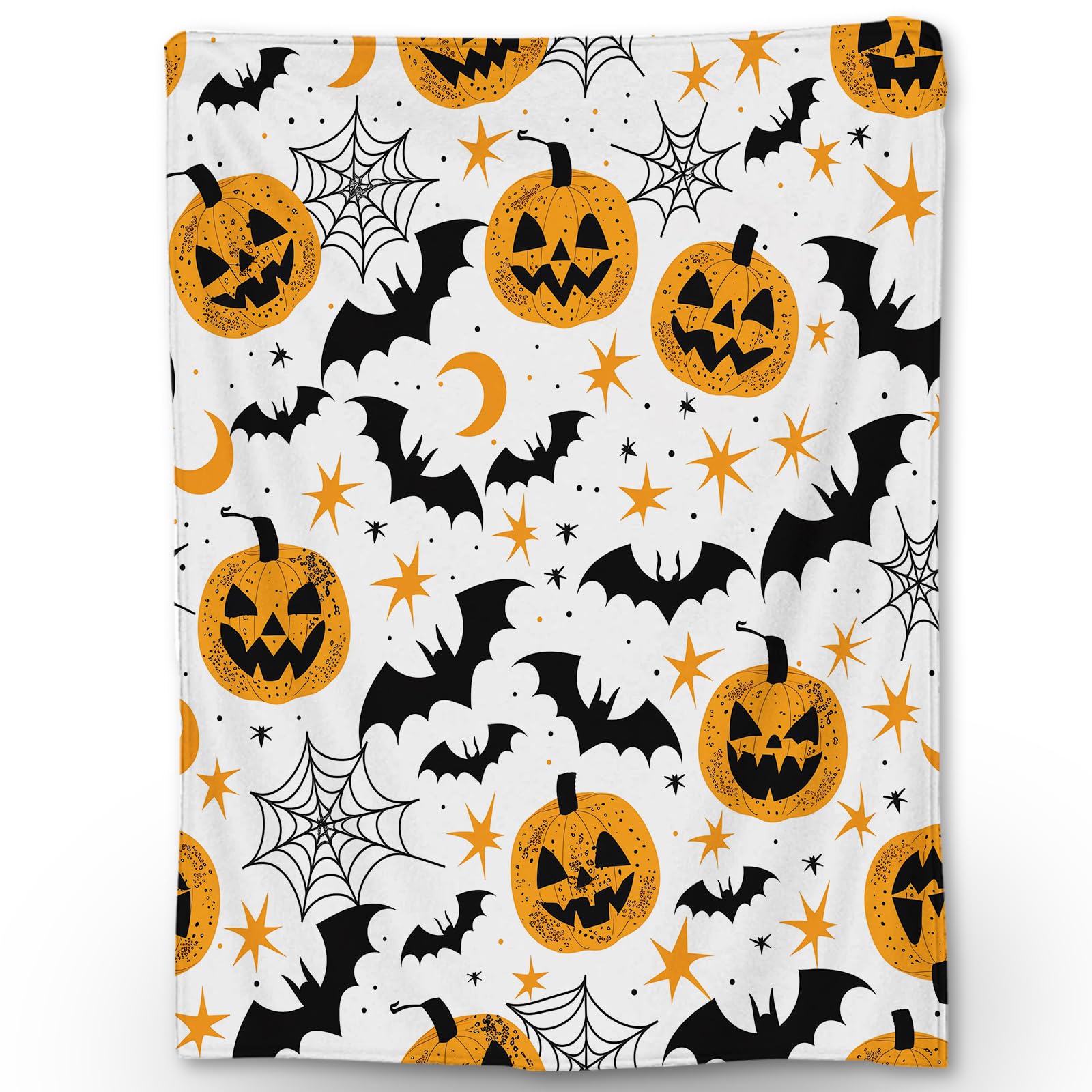 Koc dyniowy, pajęczyna nietoperz Halloween oddychający lekki koc dekoracyjny koc do salonu sypialni biura