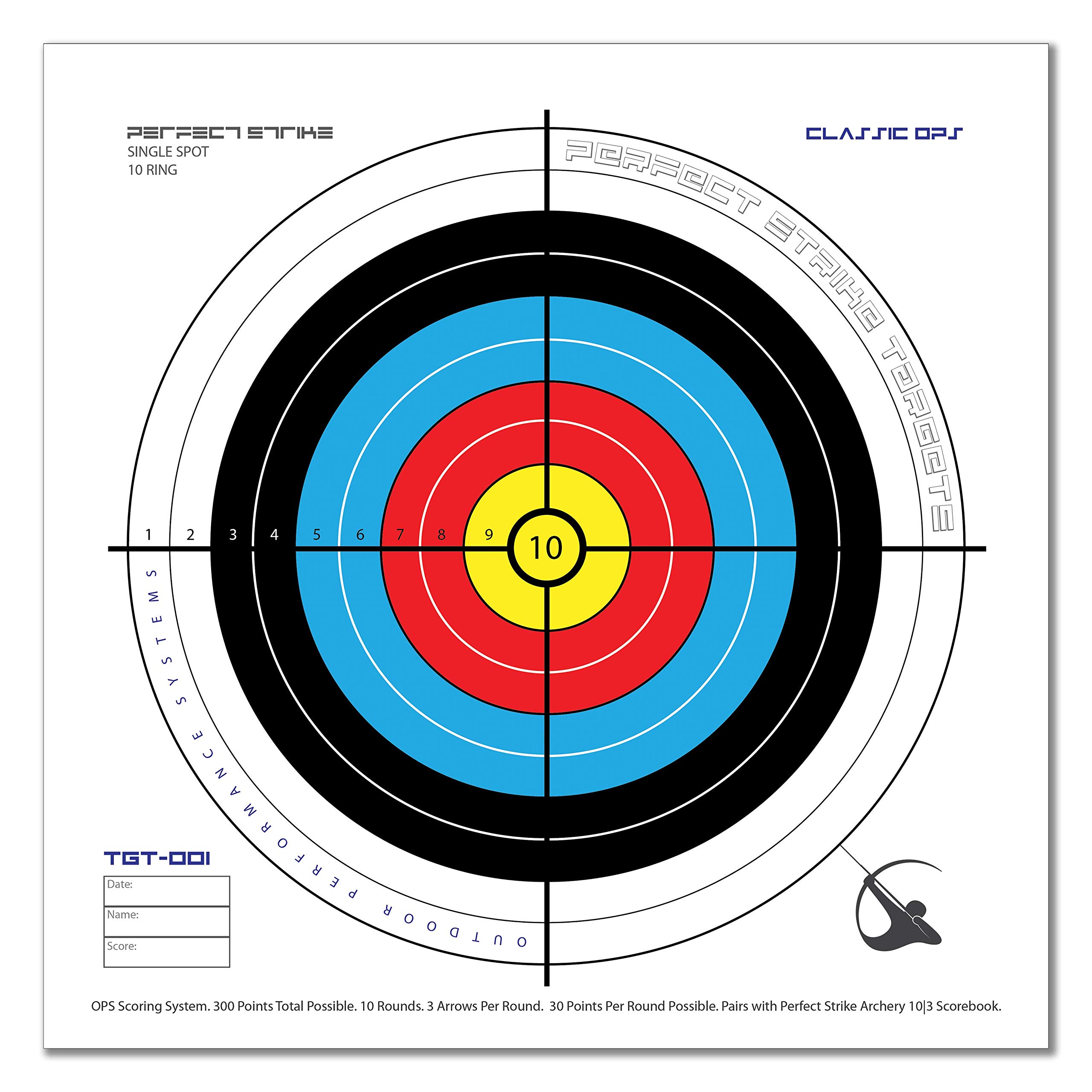 Perfect Strike ARCHERY System Targets. CLASSIC OPS No. 001. Heavy paper practice targets. Great for improving accuracy. Replacement faces to refresh portable targets. 12