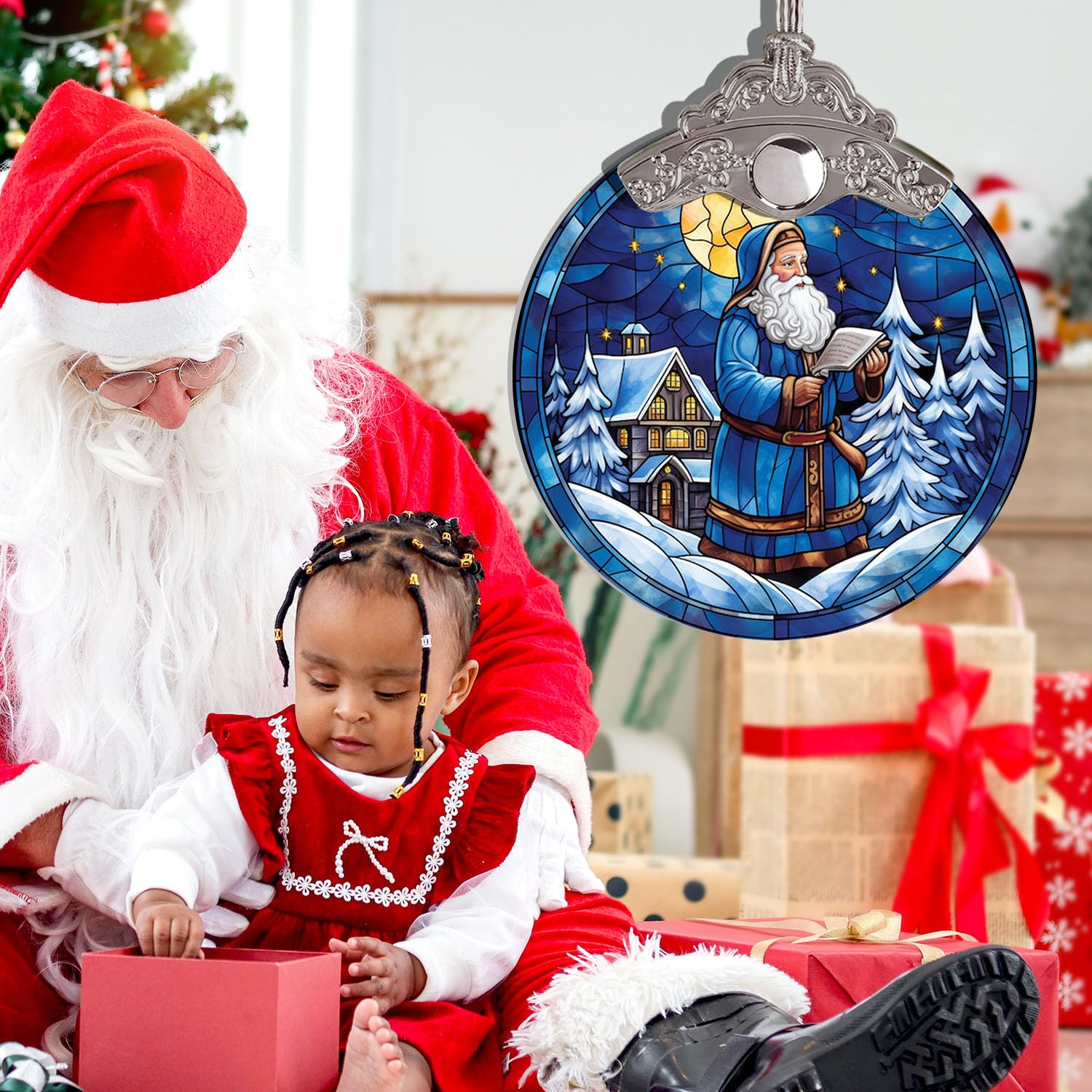 Amazon｜クリスマスオーナメント、ブルーサンタクロースクリスマス