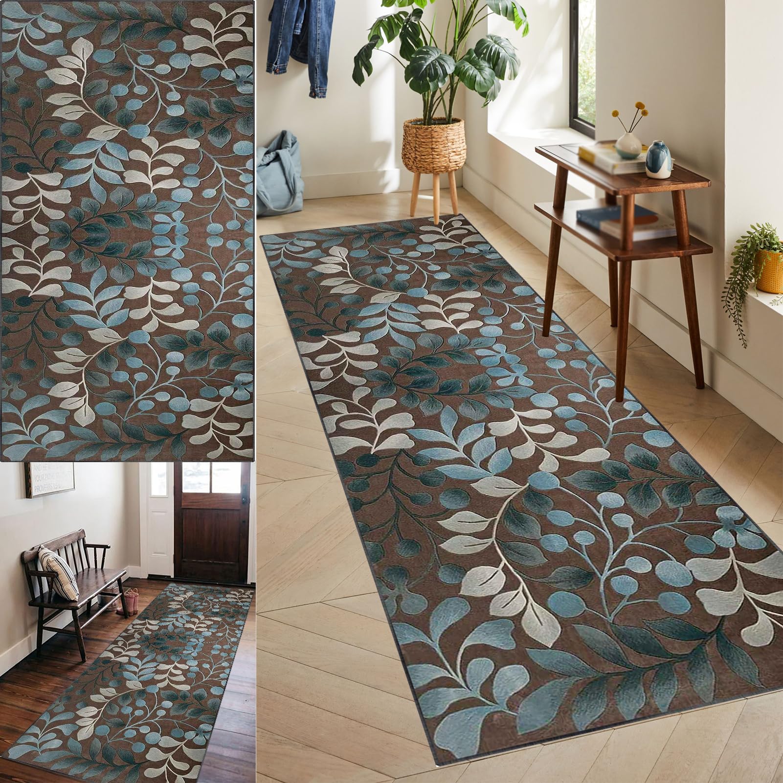Tapis Couloir Long Doux Antidérapant Lavable 100 x 100 cm Tapis Cuisine Long Absorbant Tapis de Passage Tapis de Sol Tapis Entrée Intérieur Long Tapis pour Cuisine, Couloir, Passage, Salon, Chambre