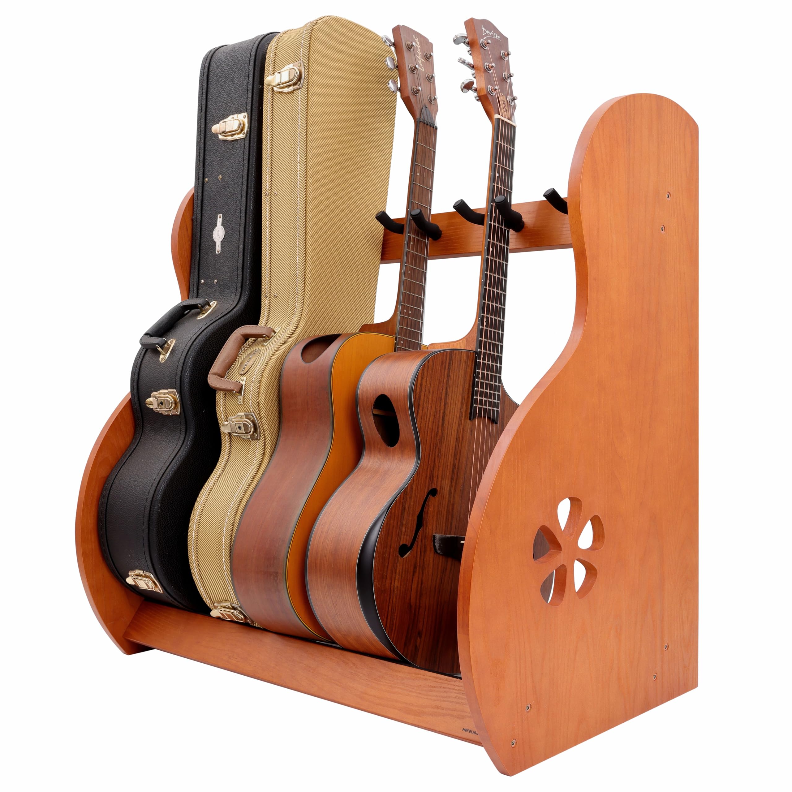 Nefelibata Mehrzweck Gitarrenständer 5 Holz Gitarrenständer Bodenständer für Gitarren und Koffer, E-Gitarre, Akustikgitarre, Bassgitarre, Celli - Deutsch Aschbraun