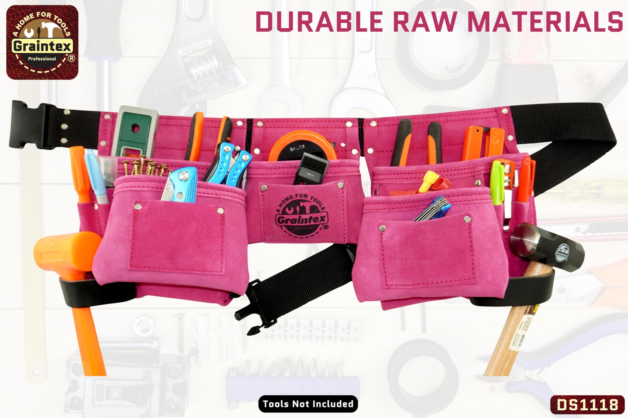 Graintex ds1118 8 bolsillo cinturón de herramientas color rosa, color rosa