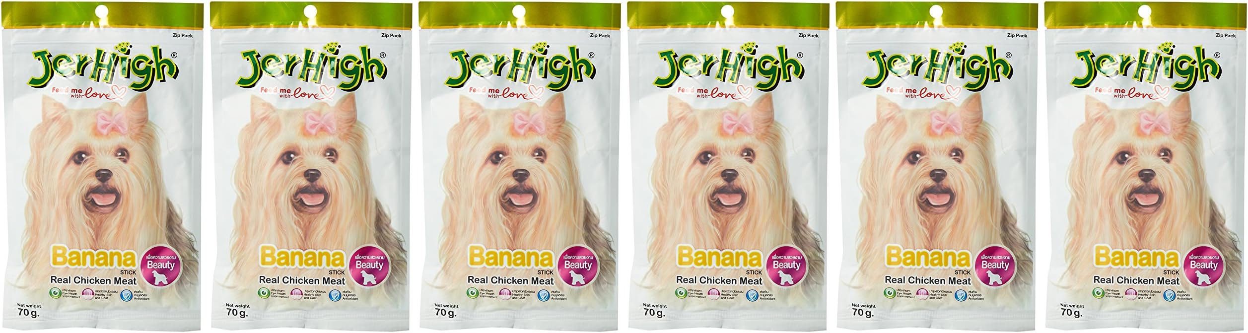 JerHigh Fruity Banana Stick Dog Treat, 70 g (Pack of 6)