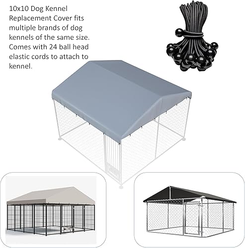 Miniatura 4 de Cubierta para perrera para perros al aire libre, 10 pies de ancho x 10 pies de largo, cubierta de repuesto hecha de tela Oxford impermeable 600D,