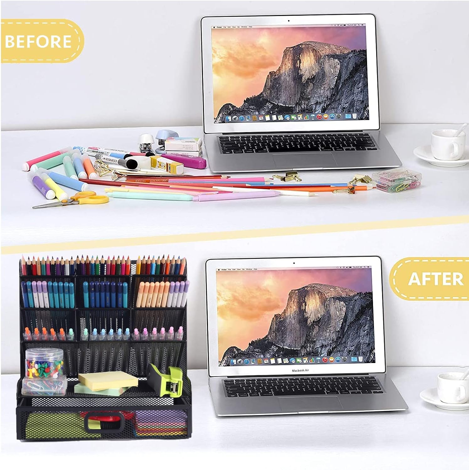 CELIHOX Mesh Desk Organizer,Muti-Function Pen Holder Desktop Organizer Storage for School Home Office Art Supplies : Office Products